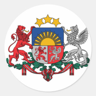 Latvia Official Coat Of Arms Heraldry Symbol Classic Round Sticker