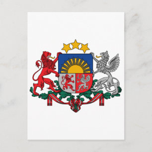 Latvia Official Coat Of Arms Heraldry Symbol Postcard