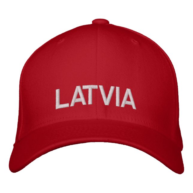 Latvia Red & White Custom Baseball Cap (Front)