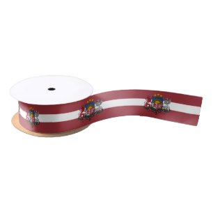 Latvia ribbon, Emblem & Latvian Flag colours Satin Ribbon
