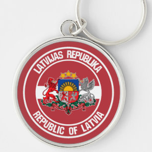 Latvia Round Emblem Key Ring