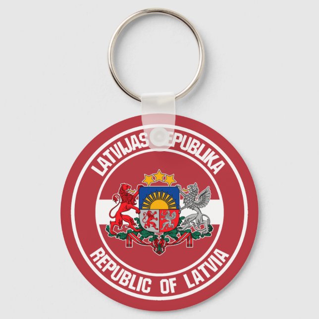 Latvia Round Emblem Key Ring (Front)