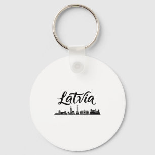 Latvia Skyline Travel Vacation Outfits Key Ring