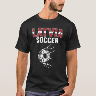 Latvia Soccer Ball In Net Goal Latvian Football T-Shirt