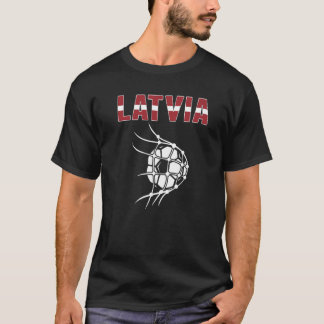 Latvia Soccer Ball In Net Goal Support Latvian Foo T-Shirt