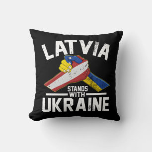 Latvia Stands With Ukraine Ukrainian Latvian Flag Cushion