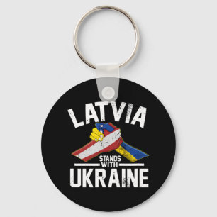 Latvia Stands With Ukraine Ukrainian Latvian Flag Key Ring