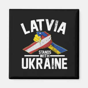 Latvia Stands With Ukraine Ukrainian Latvian Flag  Magnet