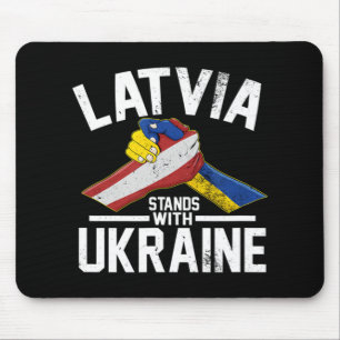Latvia Stands With Ukraine Ukrainian Latvian Flag  Mouse Mat