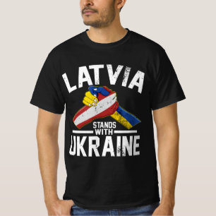 Latvia Stands With Ukraine Ukrainian Latvian Flag T-Shirt