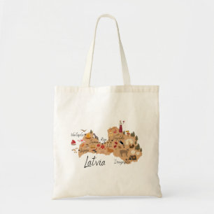Latvia travel map (two-sided print) tote bag