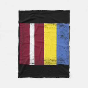 Latvia Ukraine Flag Design Pride Latvian Ukranian  Fleece Blanket