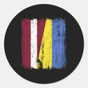 Latvia Ukraine Half Flag Latvian Ukrainian Heritag Classic Round Sticker