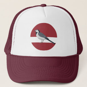 Latvia White wagtail Bird Latvian National Animal  Trucker Hat