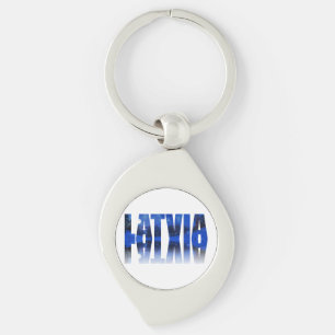 Latvia winter night text with reflection key ring