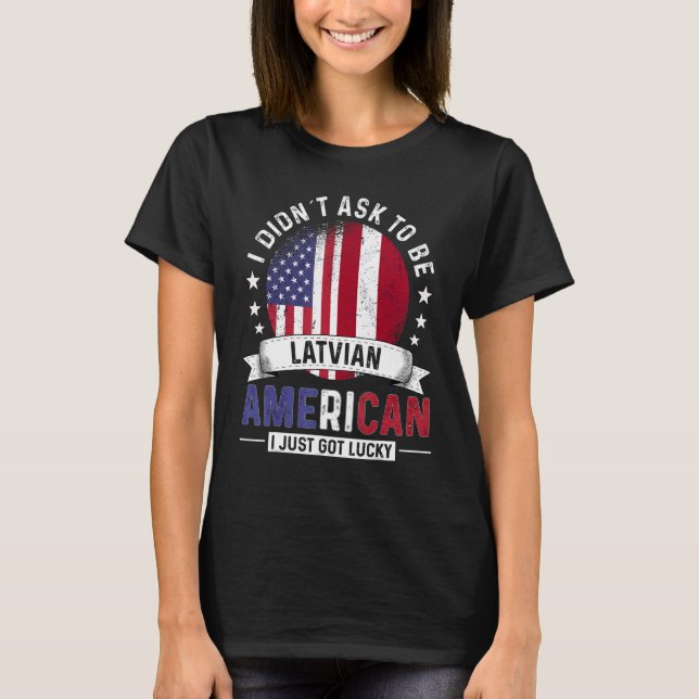 Latvian American Countries Flags Pride Country Lat T-Shirt (Front)