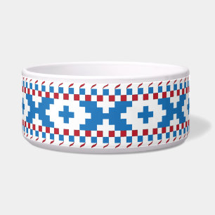 Latvian ancient signs blue, red, white folk art