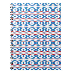 Latvian ancient signs blue, red, white folk art notebook