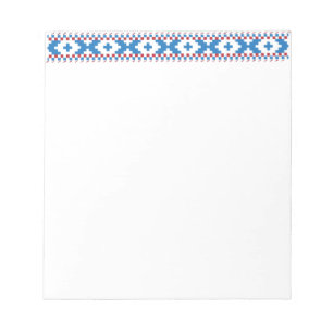 Latvian ancient signs blue, red, white folk art notepad