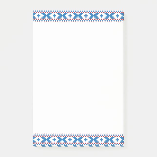 Latvian ancient signs blue, red, white folk art post-it notes (Front)