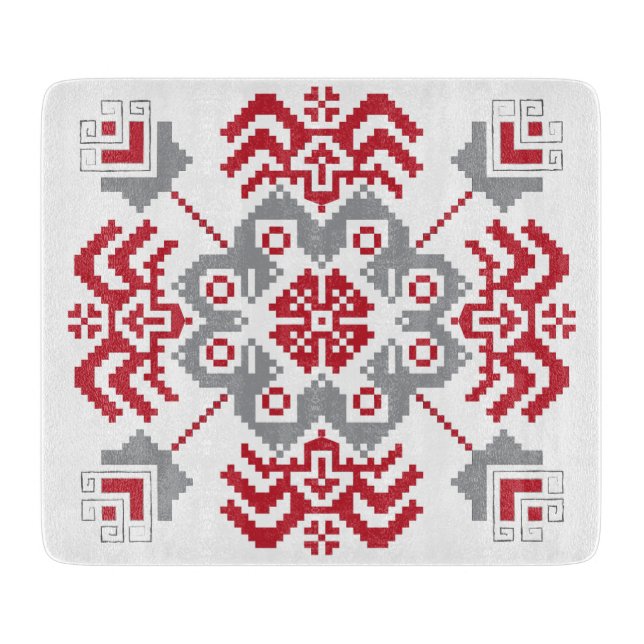 Latvian Auseklis Folk art geometric medallion Cutting Board (Front)