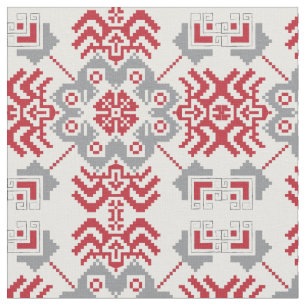 Latvian Auseklis Folk art geometric medallion Fabric