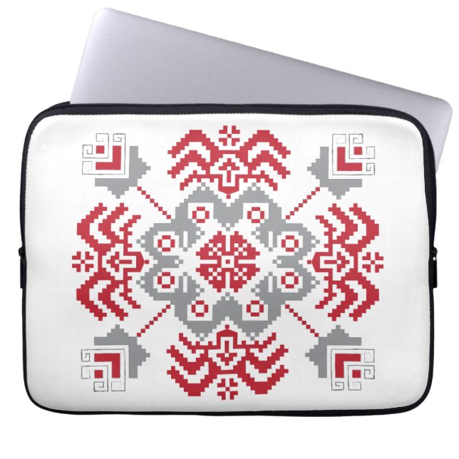 Latvian Auseklis Folk art geometric medallion Laptop Sleeve (Front)