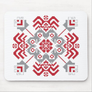 Latvian Auseklis Folk art geometric medallion Mouse Mat