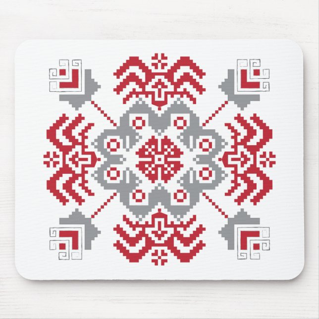 Latvian Auseklis Folk art geometric medallion Mouse Mat (Front)