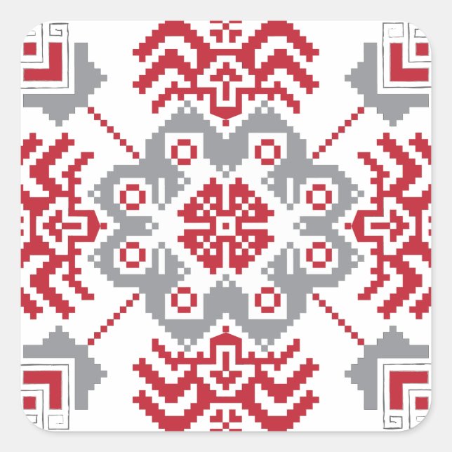 Latvian Auseklis Folk art geometric medallion Square Sticker (Front)