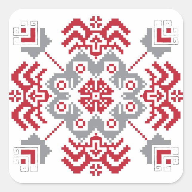 Latvian Auseklis Folk art geometric medallion Square Sticker (Front)