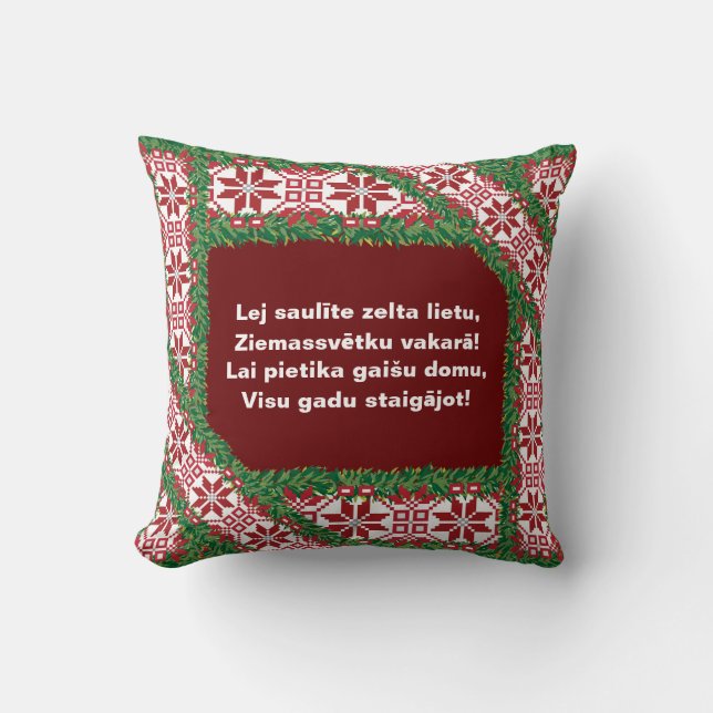 Latvian Christmas Folk Song I Tautasdziesma Cushion (Front)
