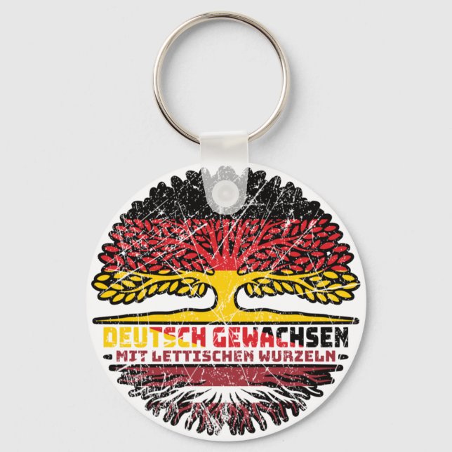 Latvian Deutsch Baum Wurzel Key Ring (Front)