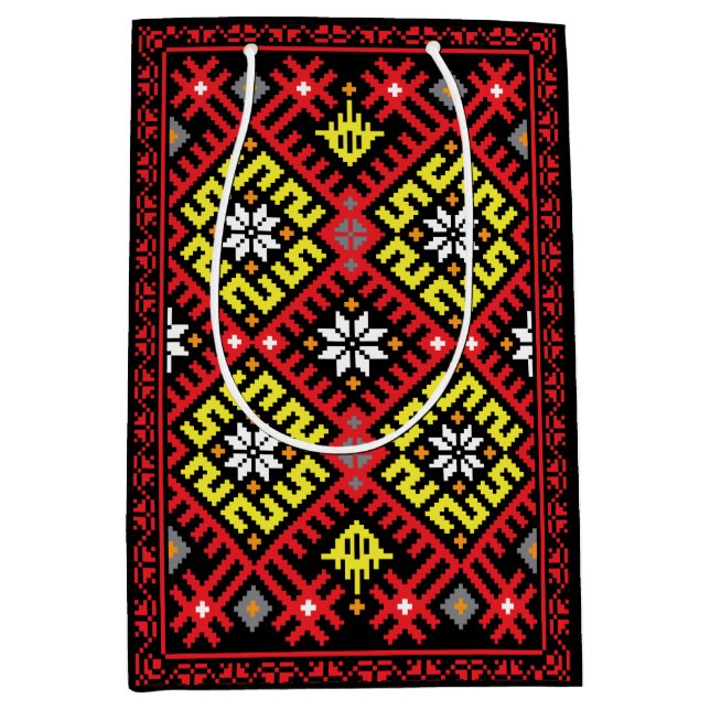 Latvian ethnographic design medium gift bag (Front)