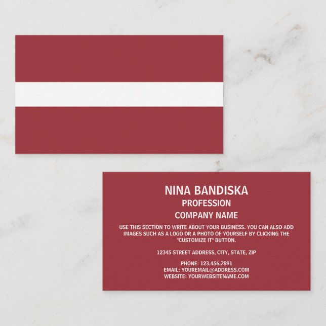 Latvian Flag, Flag of Latvia Business Card (Front/Back)