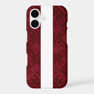 Latvian Flag with Traditional Auseklis Design