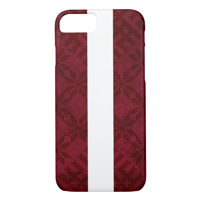 Latvian Flag with Traditional Auseklis Design Case-Mate iPhone Case (Back)