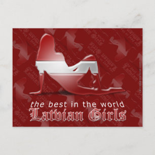 Latvian Girl Silhouette Flag Postcard