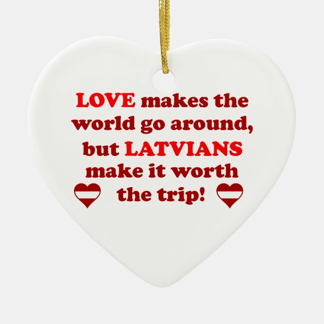 Latvian Love Ceramic Tree Decoration (Front)