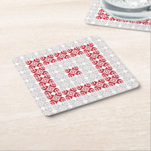 Latvian Morning SUN geometric pattern I Square Paper Coaster