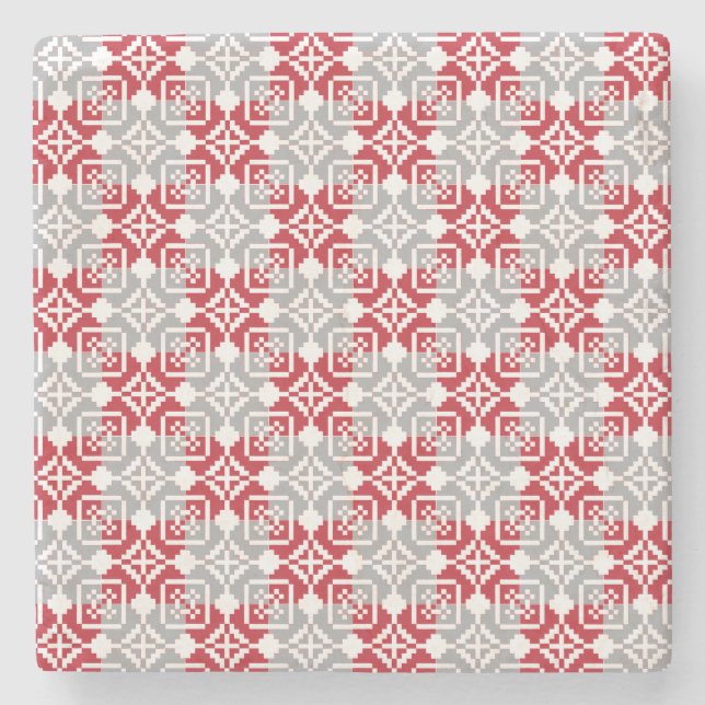 Latvian Morning SUN geometric pattern III Stone Coaster (Front)