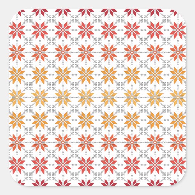 Latvian Morning SUN geometric pattern IV Square Sticker (Front)