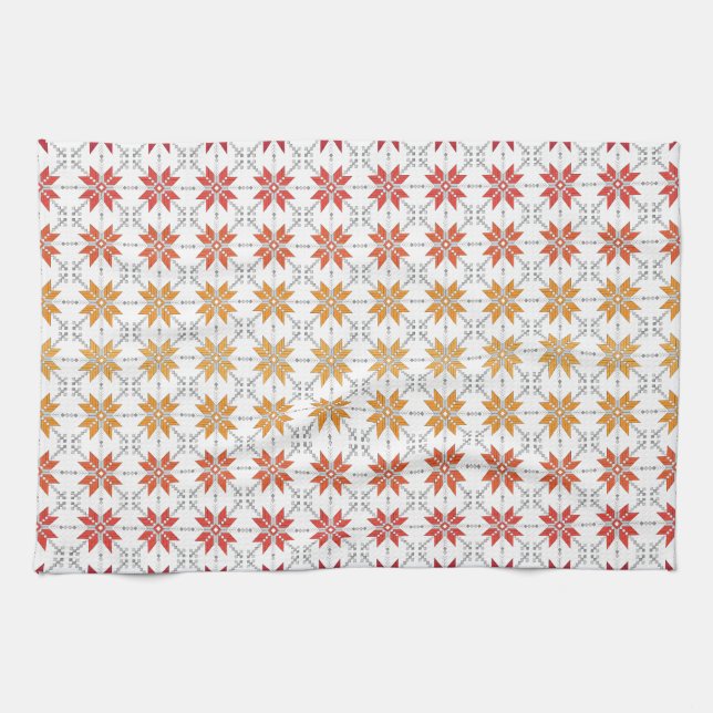 Latvian Morning SUN geometric pattern IV Tea Towel (Horizontal)