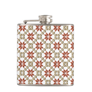 Latvian Morning SUN geometric pattern IX Hip Flask