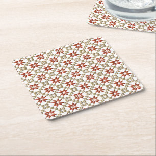 Latvian Morning SUN geometric pattern IX Square Paper Coaster