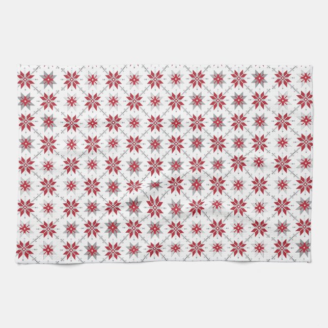 Latvian Morning SUN geometric pattern V Tea Towel (Horizontal)