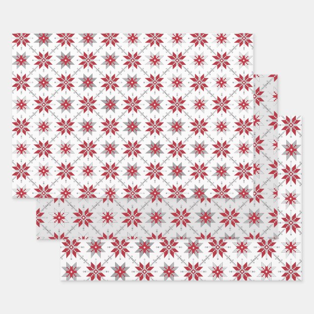 Latvian Morning SUN geometric pattern V Wrapping Paper Sheet (Set)