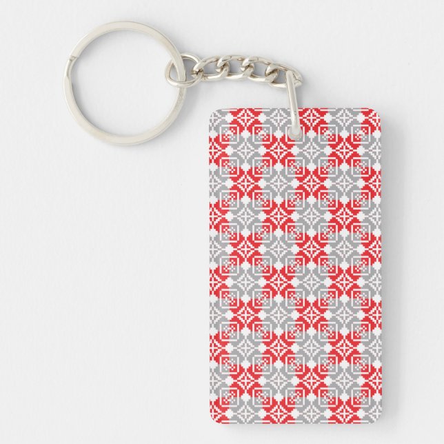 Latvian Morning SUN geometric pattern VI Key Ring (Front)