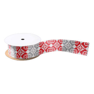Latvian Morning SUN geometric pattern VI Satin Ribbon
