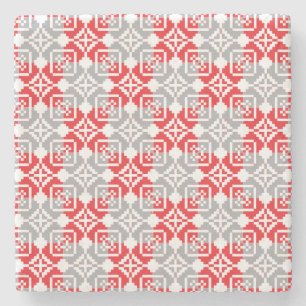 Latvian Morning SUN geometric pattern VI Stone Coaster